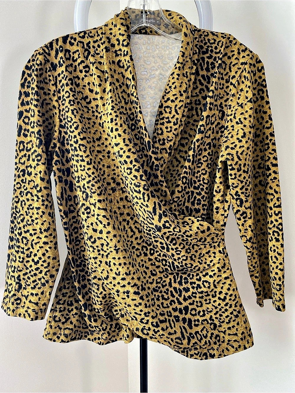 J.McLaughlin Leopard Print Crossover Top Yellow & Black
